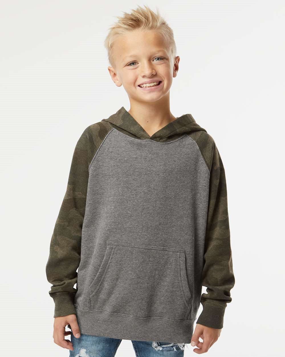 Independent Trading Co. Youth Lightweight Special Blend Raglan Hooded Sweatshirt - Image 1