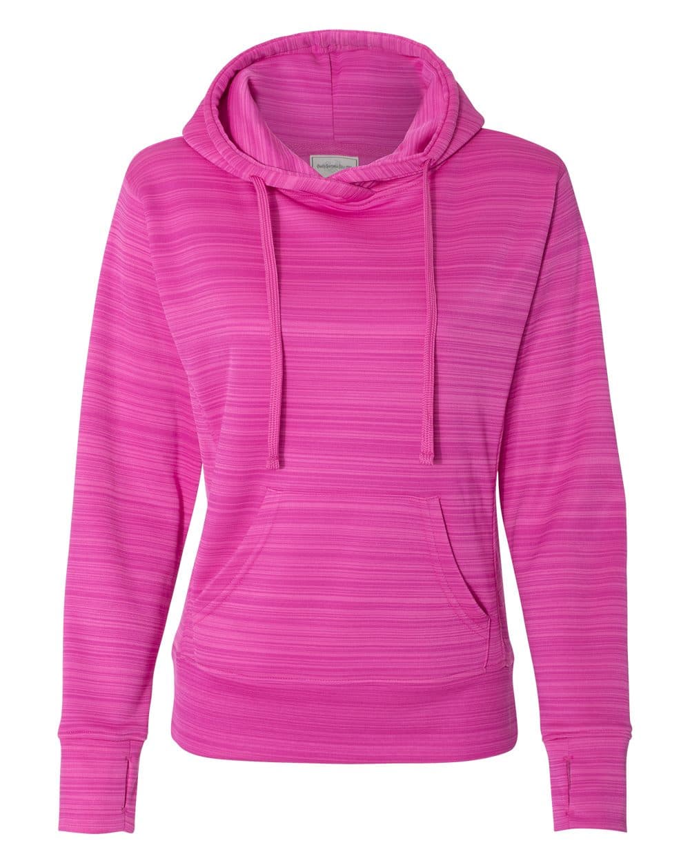 J. America Women's Odyssey Striped Performance Fleece Lapover Hooded Sweatshirt - Image 1