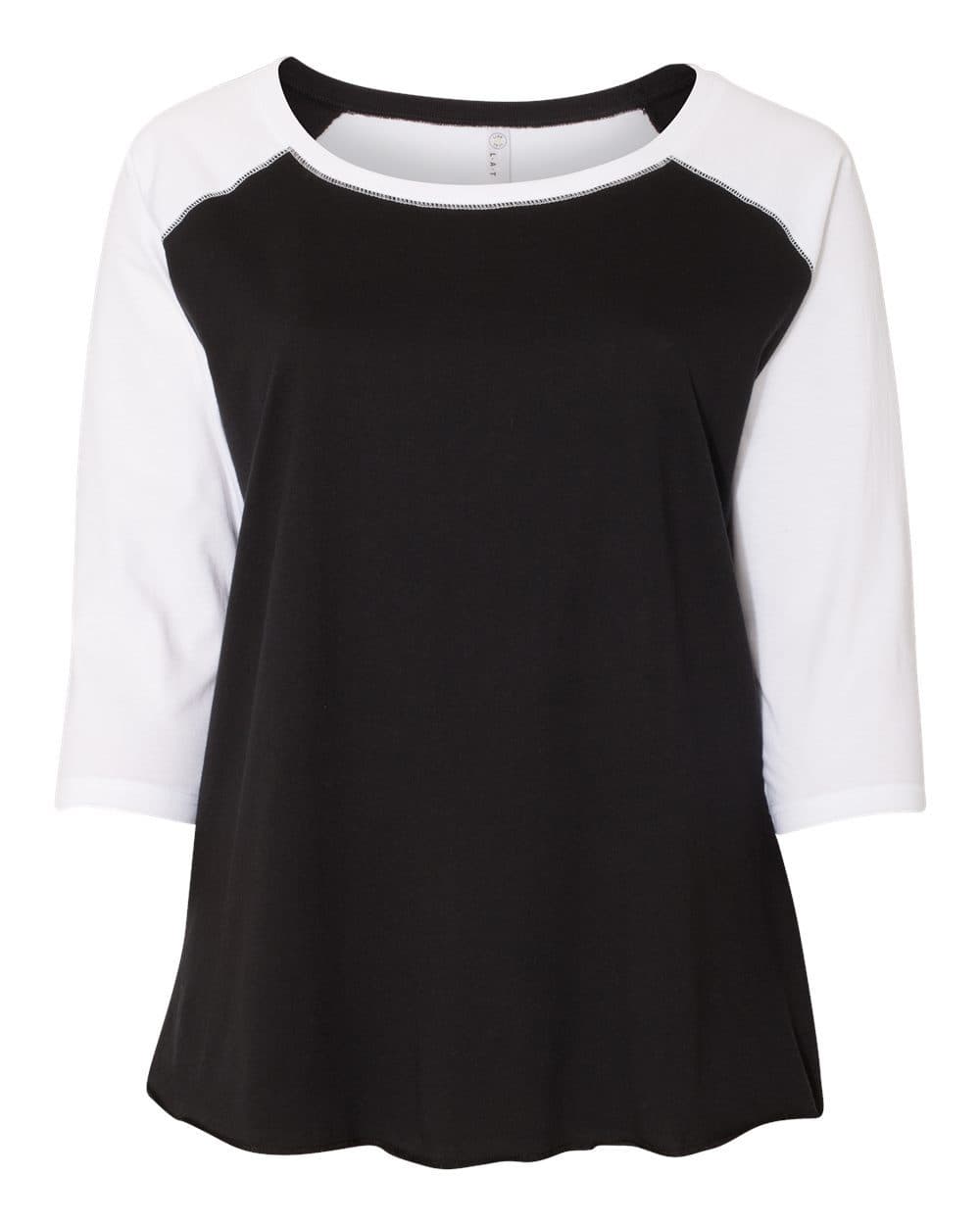 LAT Women's Curvy Collection Baseball Three-Quarter Sleeve Tee - Image 1
