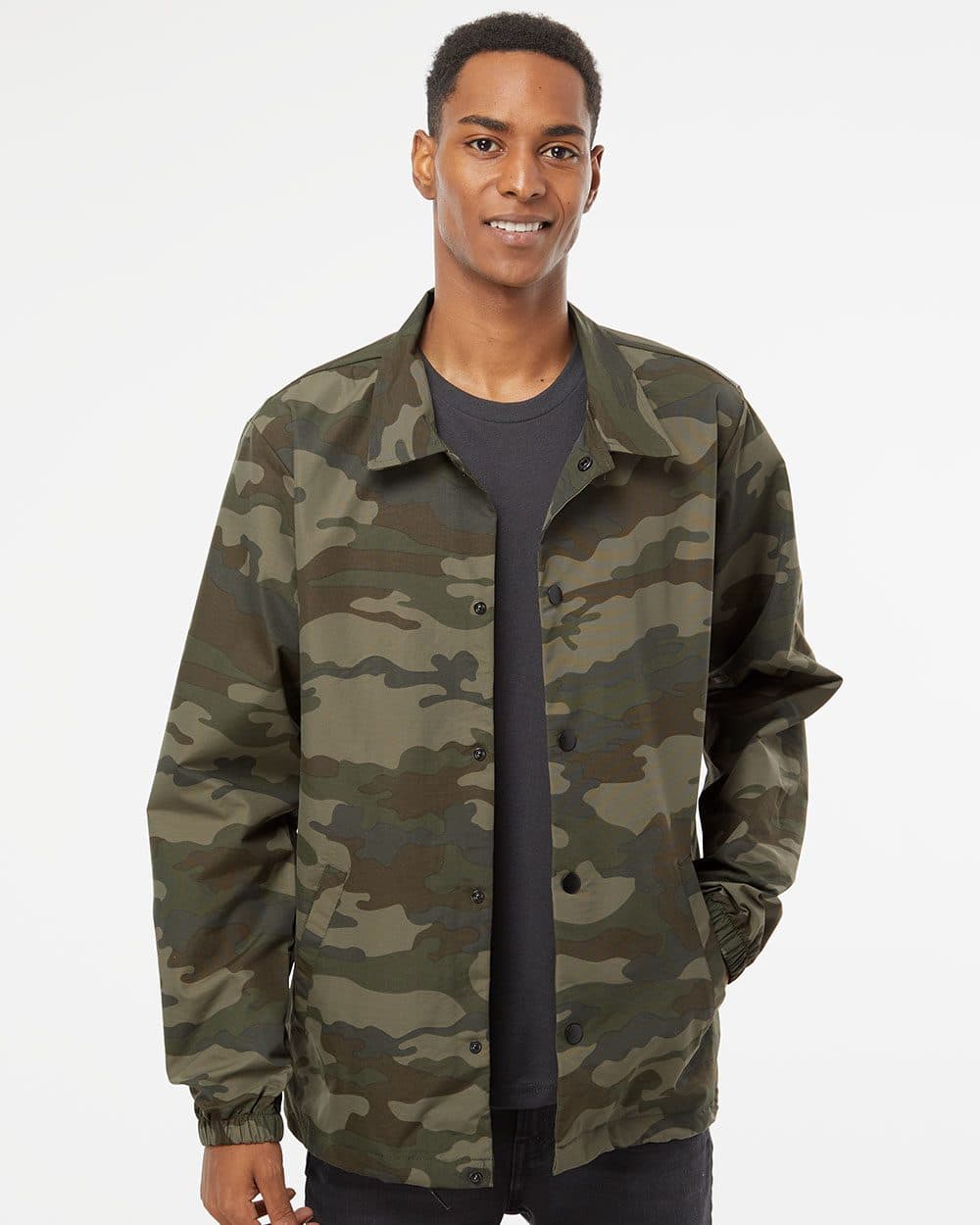 Independent Trading Co. Men's Water-Resistant Windbreaker Coach’s Jacket - Image 1