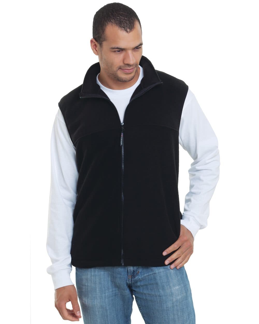Bayside Men's USA-Made Full-Zip Fleece Vest - Image 1