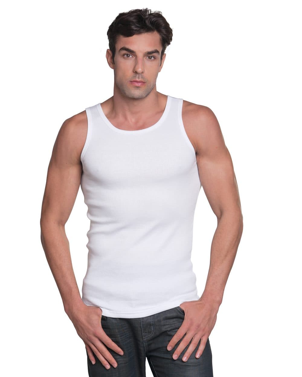 Bayside Unisex USA-Made 2x1 Ribbed Tank Top - Image 1