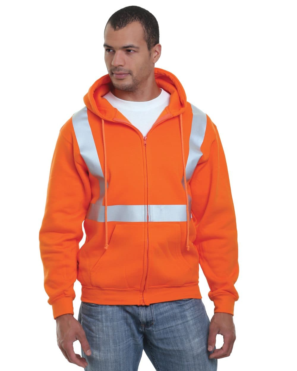 Bayside Men's USA-Made Hi-Visibility Full-Zip Hooded Sweatshirt - Image 1