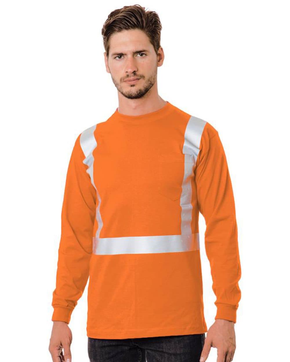 Bayside Unisex USA-Made 50/50 Hi-Visibility Long Sleeve Pocket T-Shirt - Image 1