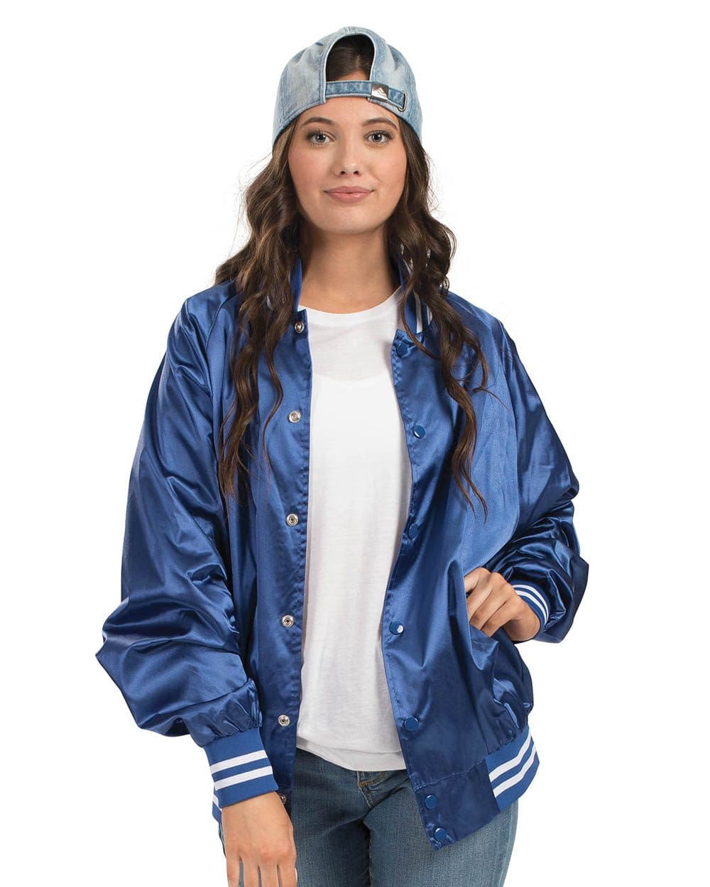 Augusta Sportswear Unisex Satin Baseball Jacket Striped Trim - Image 1