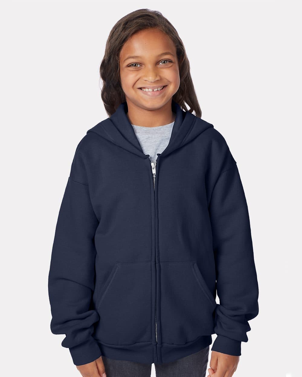 Hanes Youth EcoSmart® Full-Zip Hooded Sweatshirt - Image 1