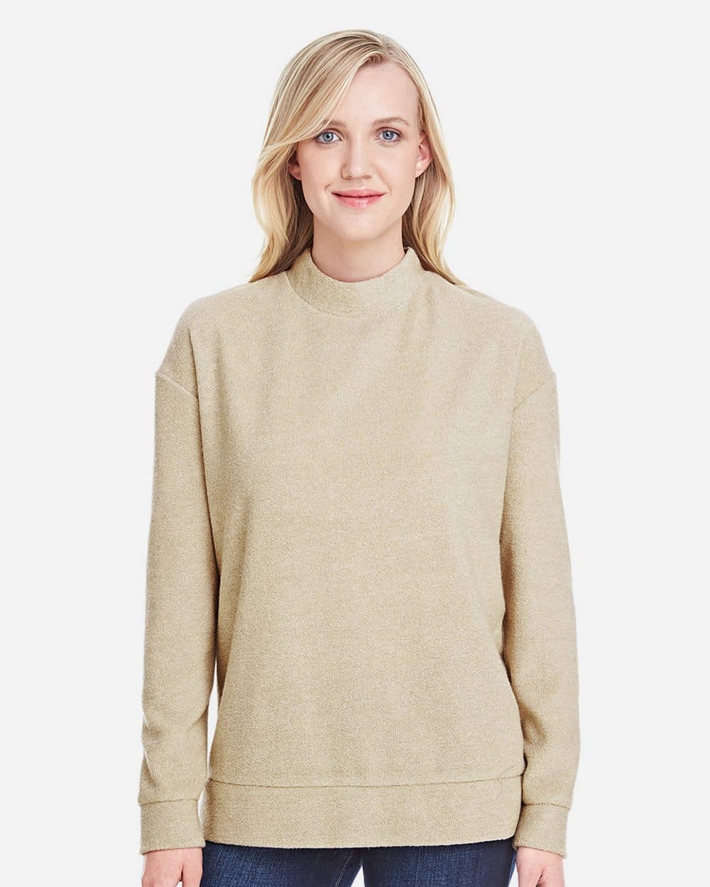 J. America Women's Weekend Terry Mock Neck Pullover - Image 1