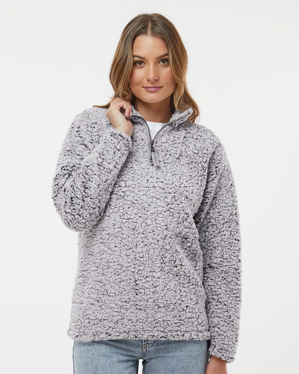 J. America Women’s Epic Sherpa Quarter-Zip Pullover - Image 1