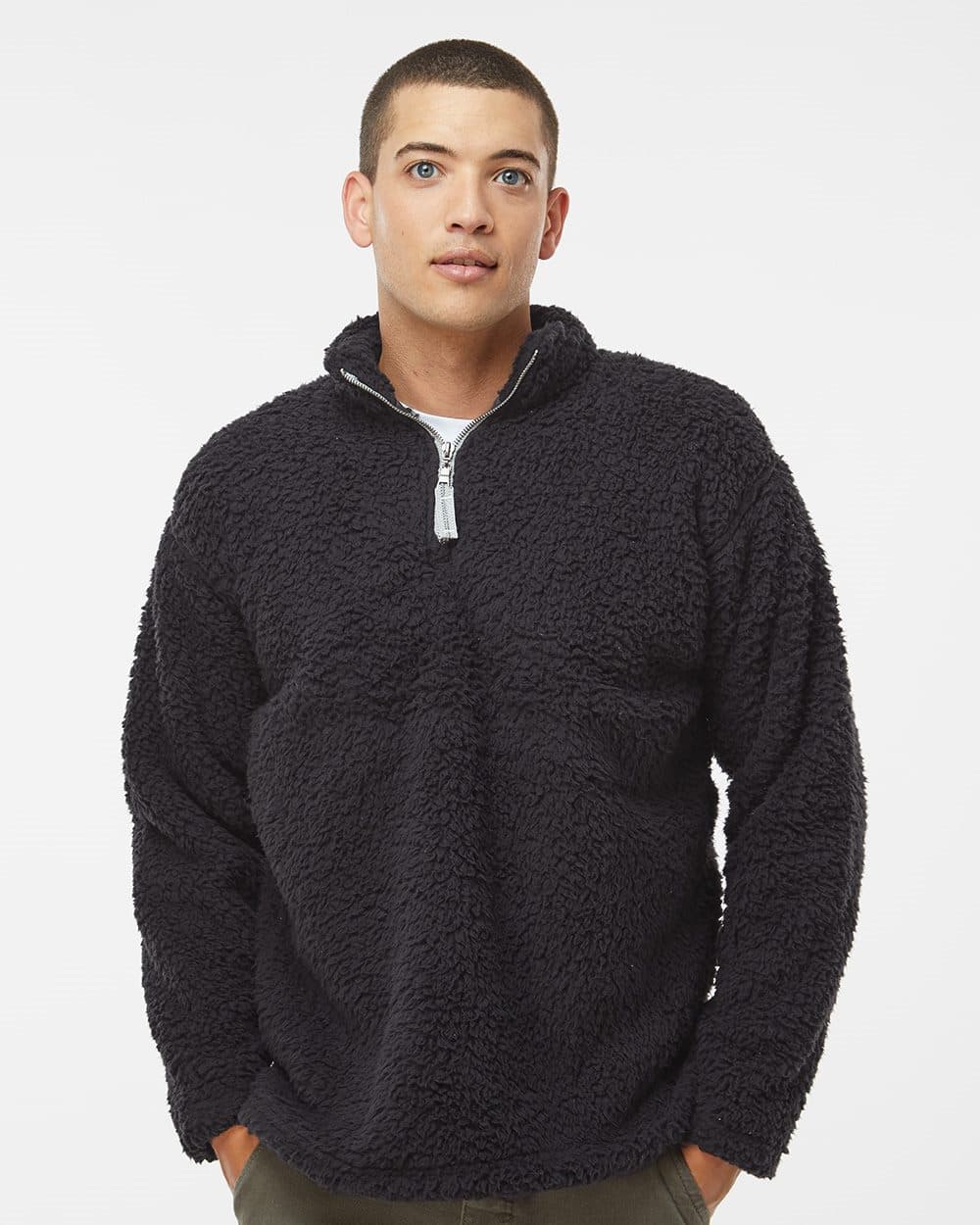 J. America Men's Sherpa Quarter-Zip Pullover - Image 1