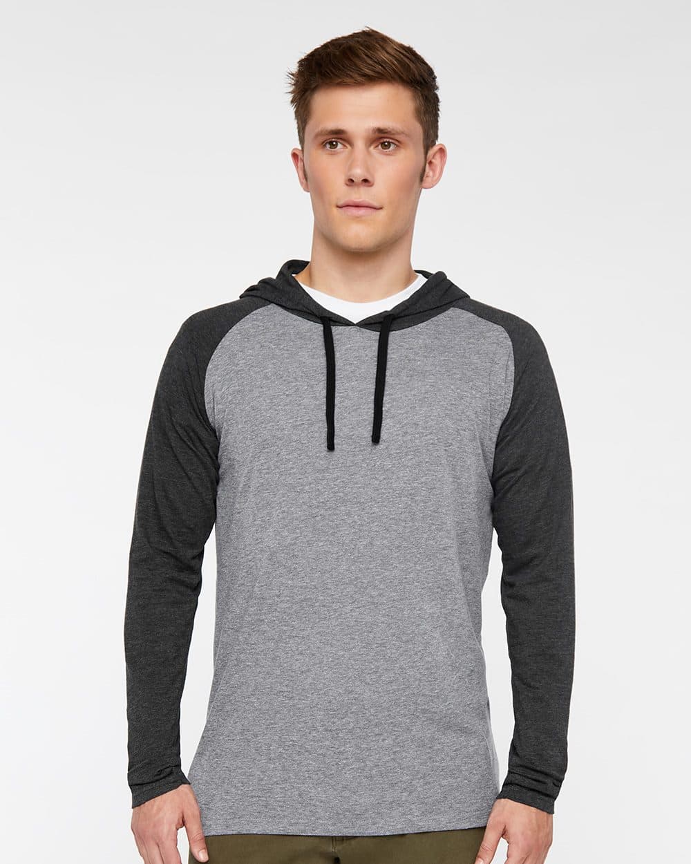 LAT Unisex Fine Jersey Hooded Long Sleeve Raglan Tee - Image 1