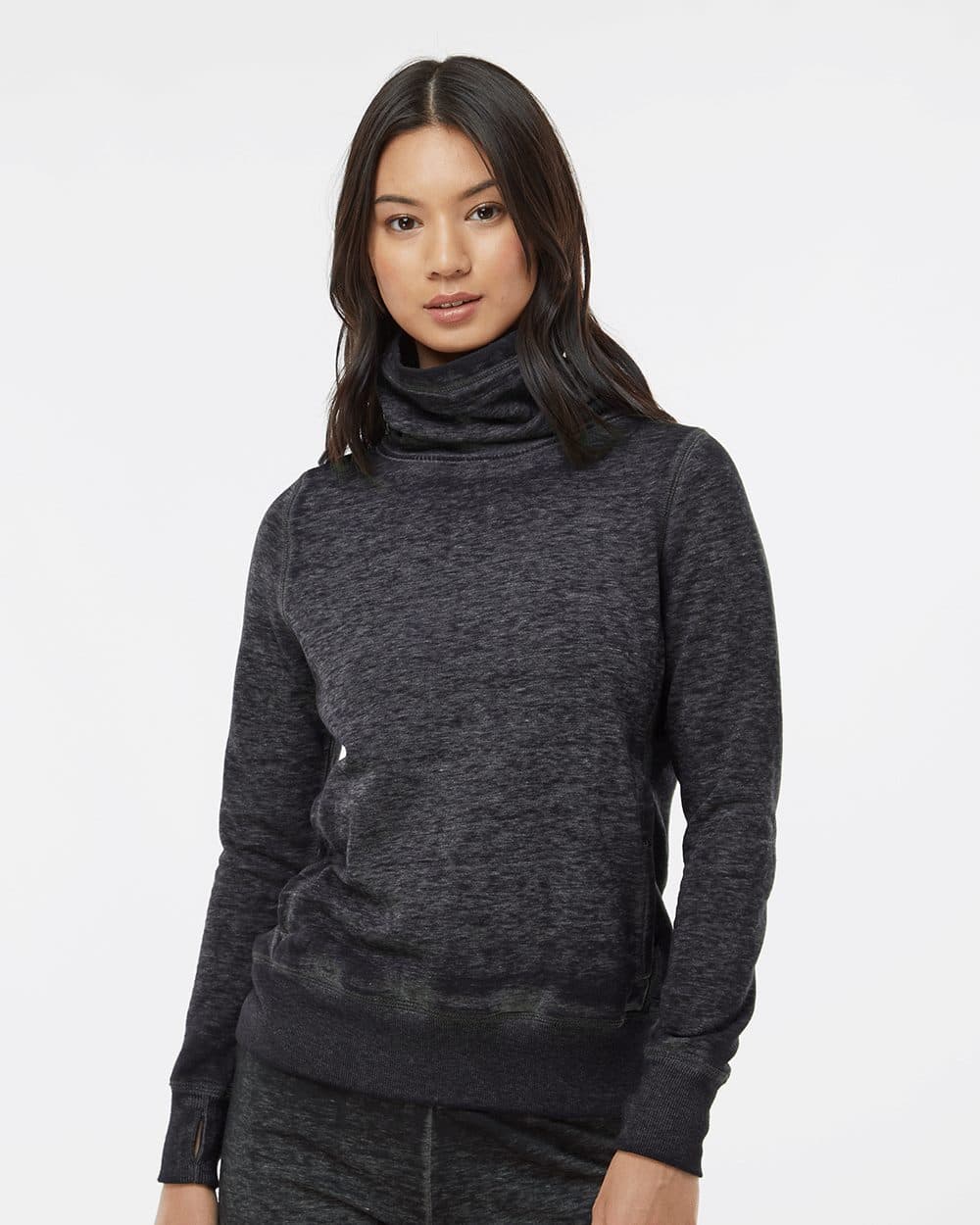 J. America Women’s Zen Fleece Cowl Neck Sweatshirt - Image 1