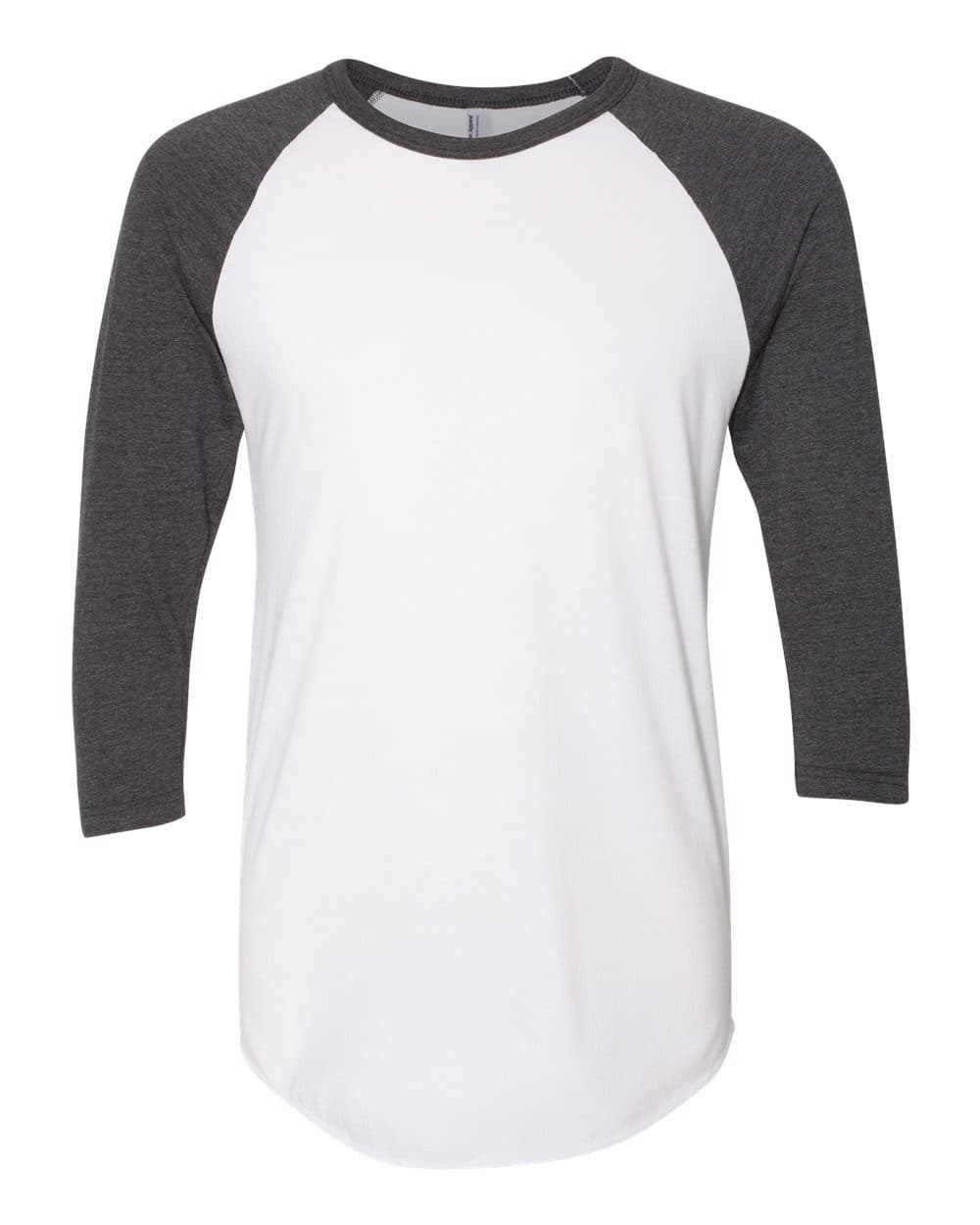 American Apparel Unisex USA-Made 50/50 Poly/Cotton Raglan Three-Quarter Sleeve Tee - Image 1