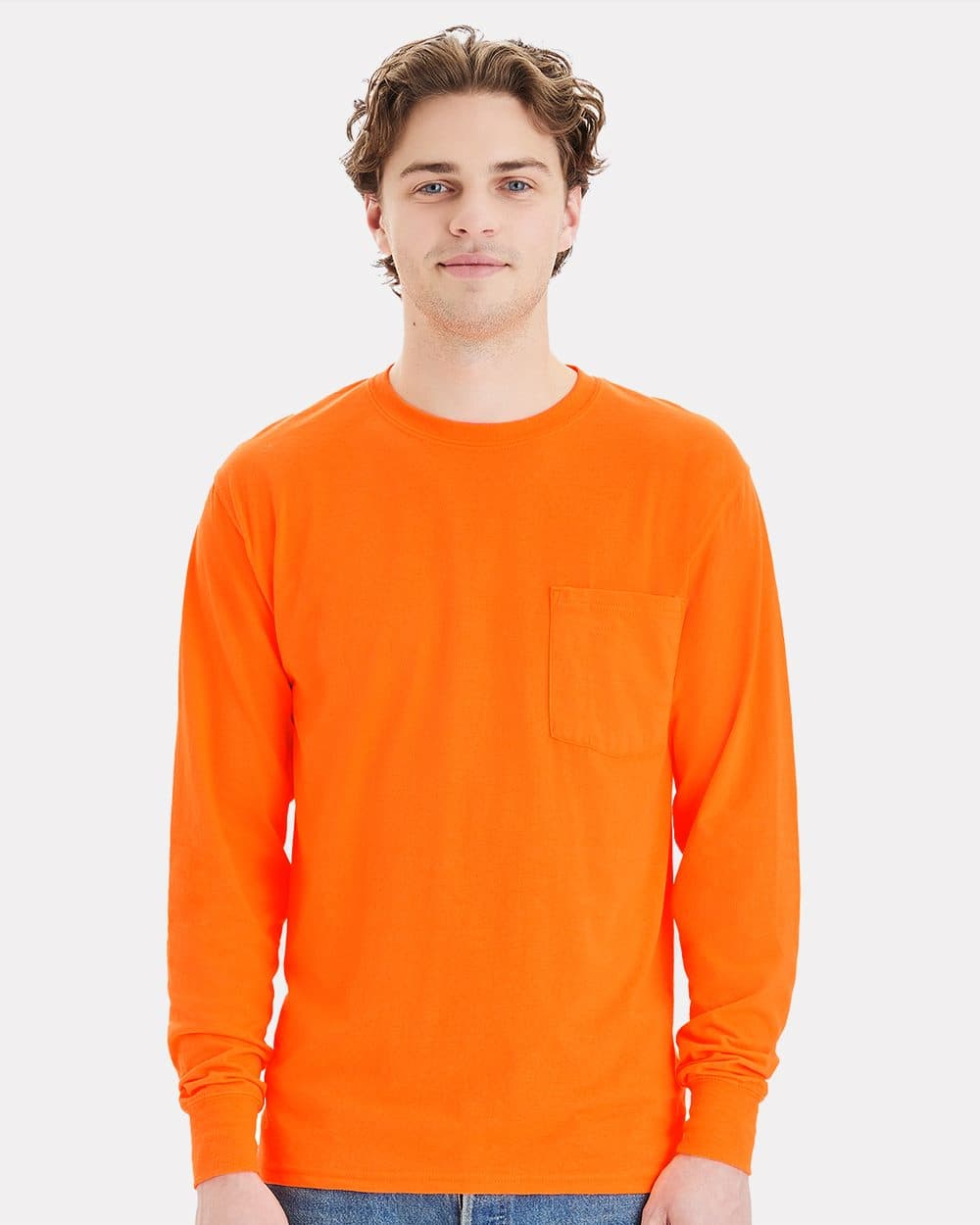 Hanes Unisex Workwear Long Sleeve Pocket T-Shirt - Image 1