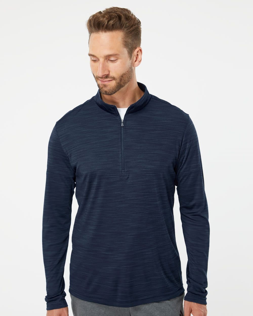 Adidas Men's Lightweight Mélange Quarter-Zip Pullover - Image 1