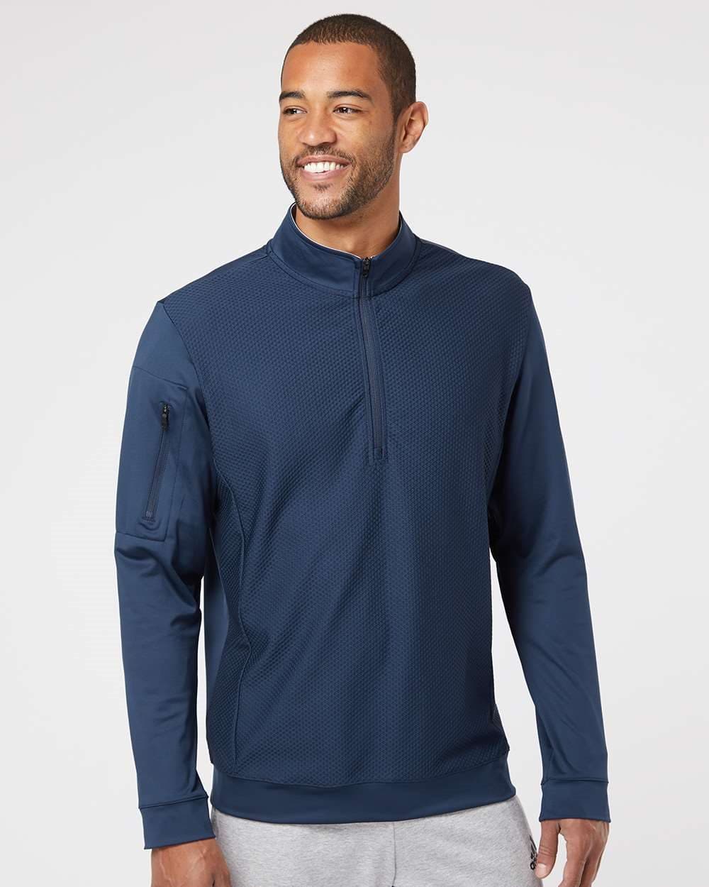 Adidas Men's Textured Quarter-Zip Pullover - Image 1