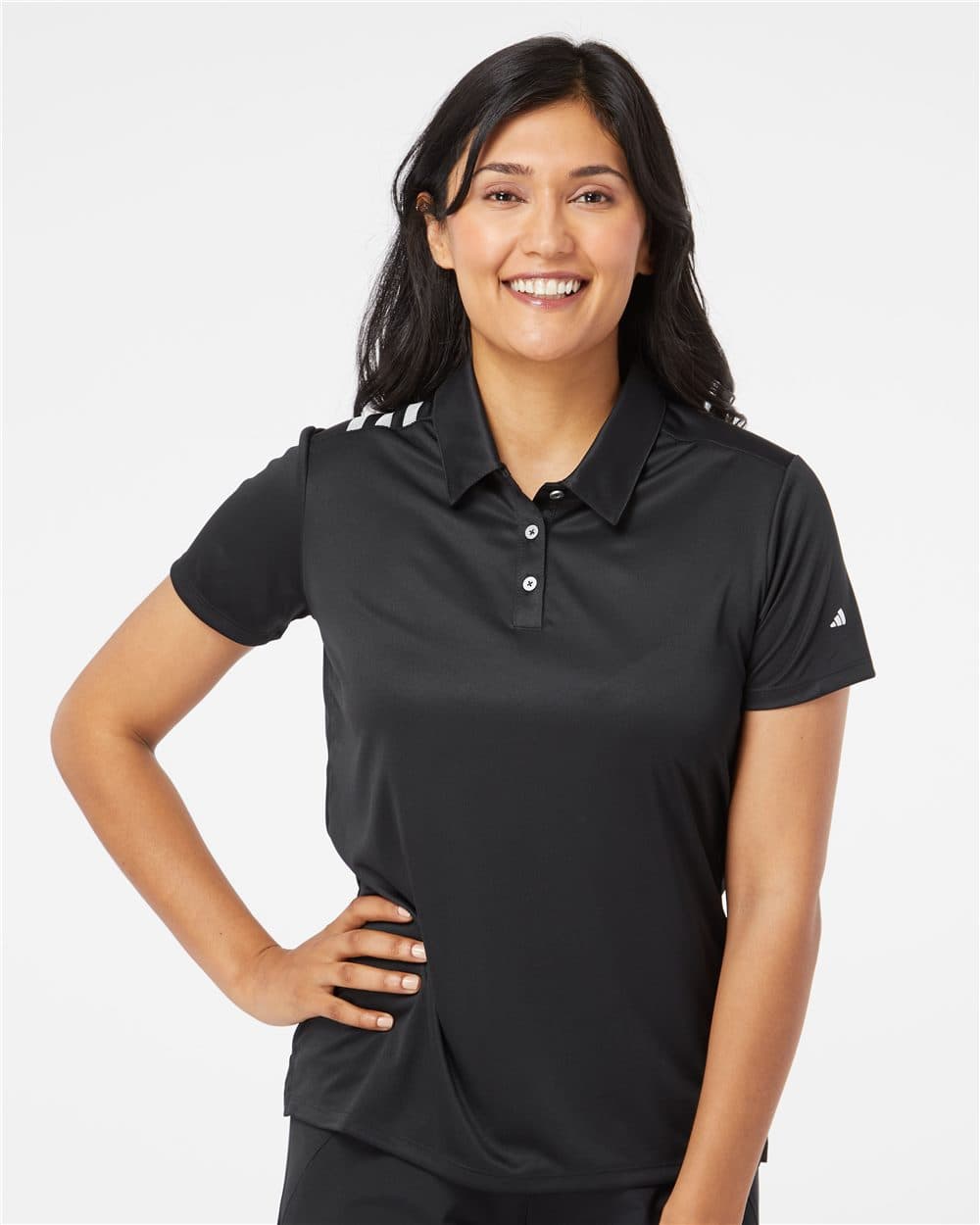 Adidas Women's 3-Stripes Shoulder Polo - Image 1
