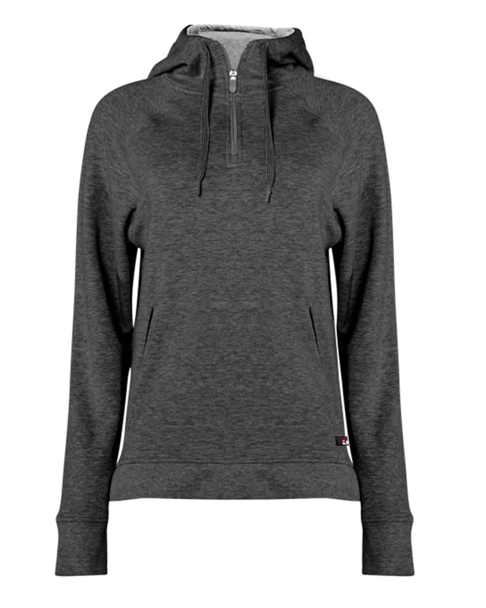 Badger Women's FitFlex French Terry Quarter-Zip Hooded Pullover - Image 1