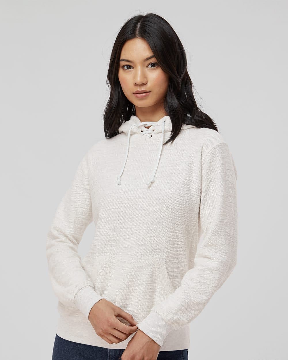 J. America Women’s French Terry Sport Lace Scuba Hooded Sweatshirt - Image 1