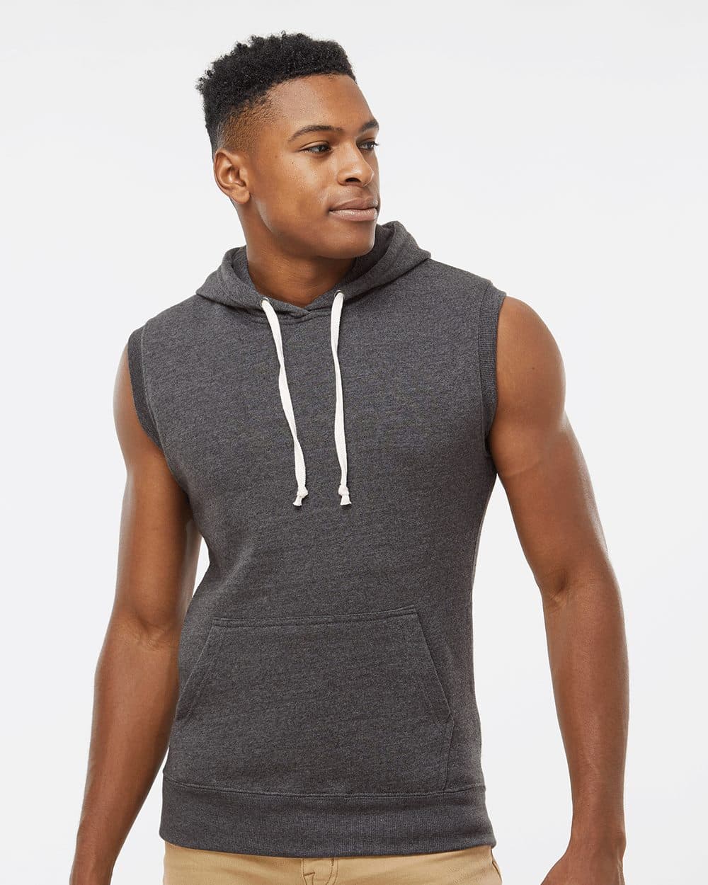 J. America Men's Triblend Sleeveless Hooded Sweatshirt - Image 1