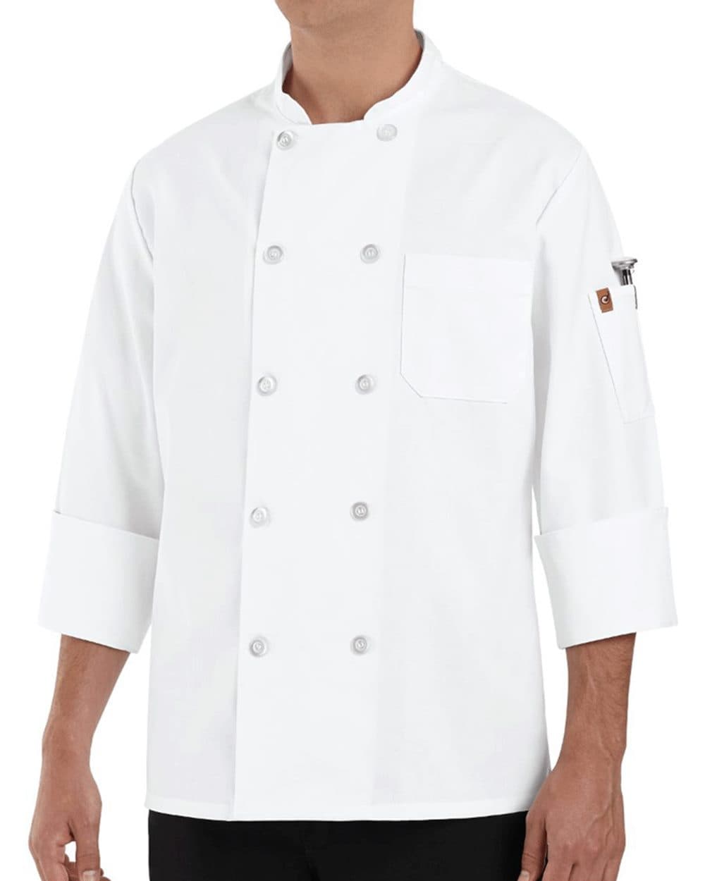Chef Designs 100% Polyester Ten Pearl Button Chef Coat - Image 1