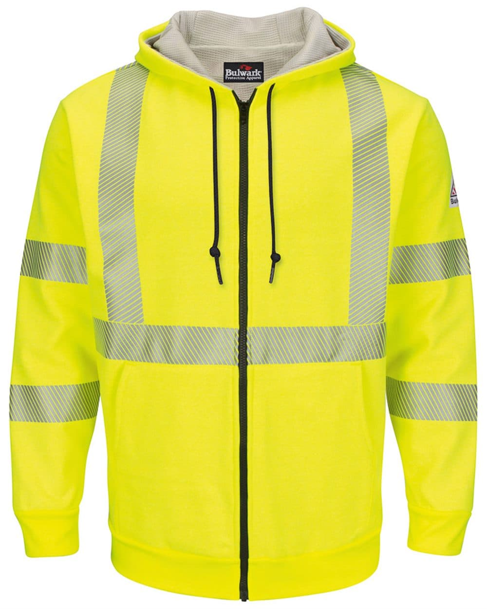 Bulwark Men's Tall Hi-Visibility Zip-Front Hooded Fleece Sweatshirt with Waffle Lining - Image 1