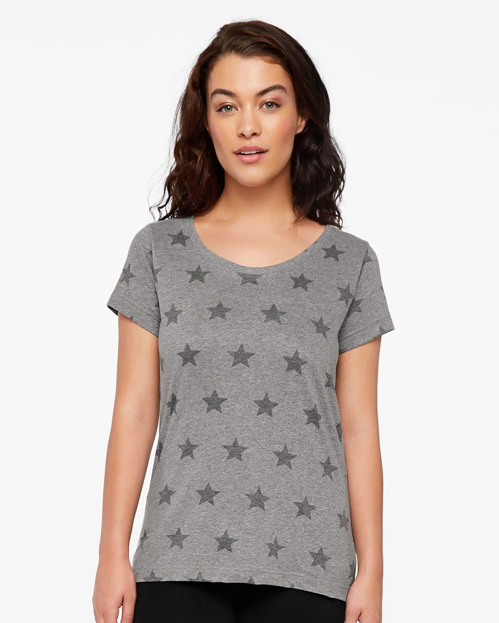 Code Five Women's Star Print Scoop Neck Tee - Image 1