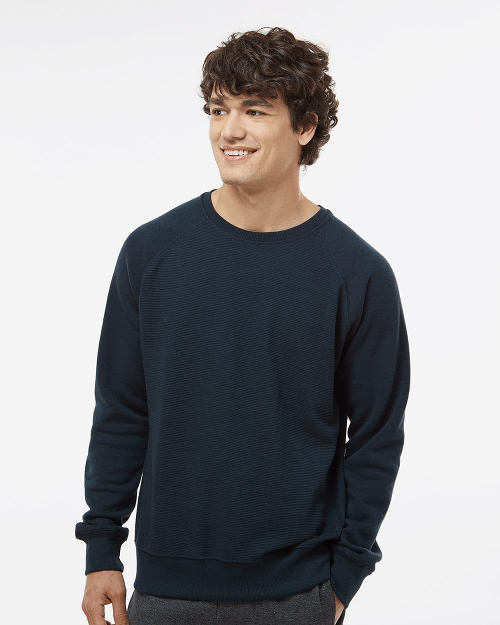 J. America Men's Ripple Fleece Raglan Crewneck Sweatshirt - Image 1