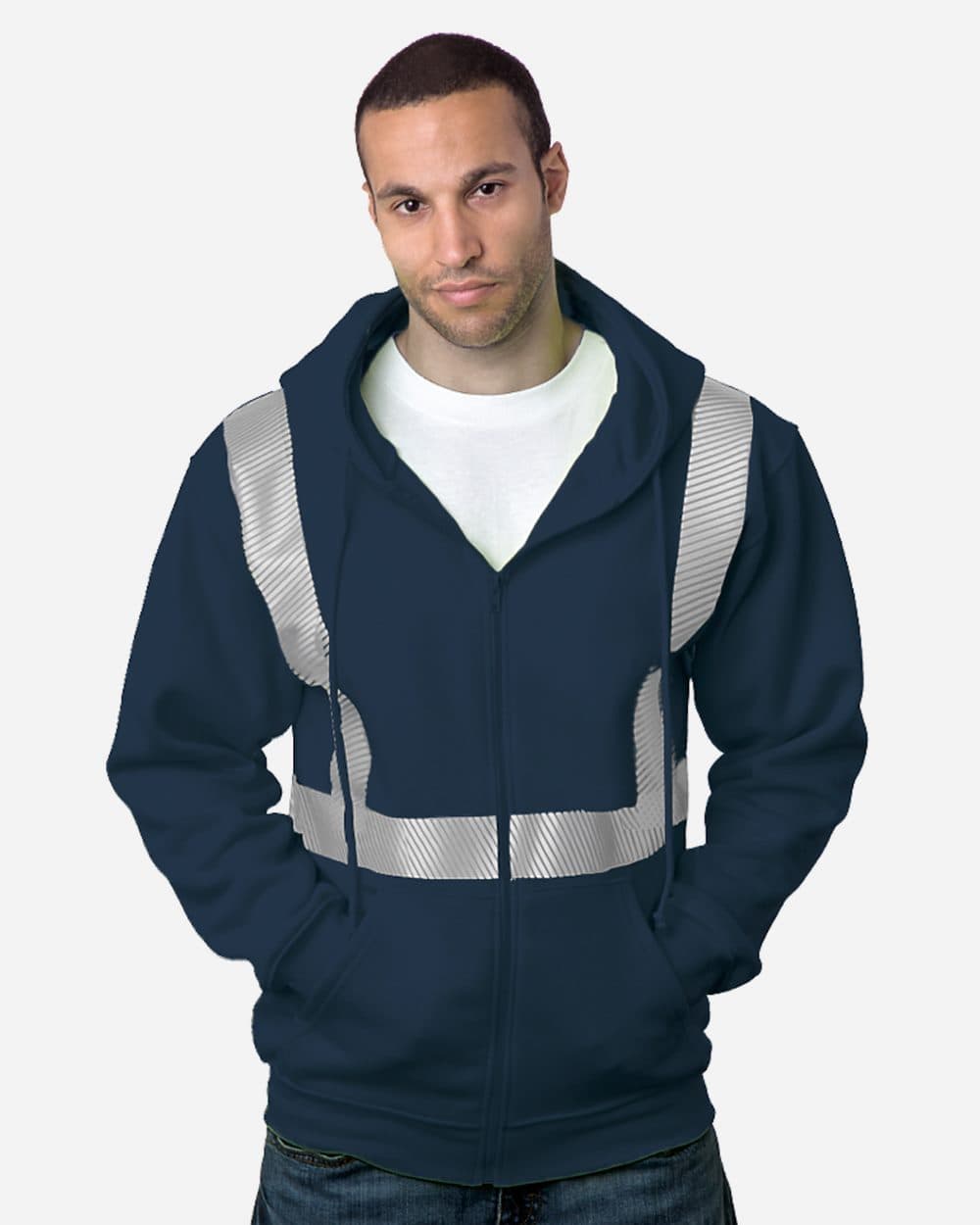 Bayside USA-Made Hi-Visibility Full-Zip Hooded Sweatshirt - Segmented Tape - Image 1
