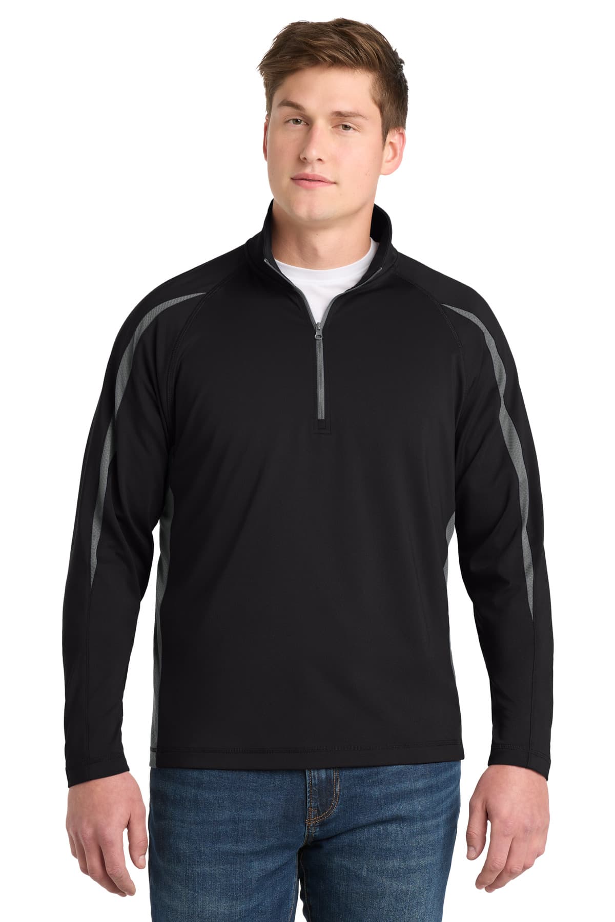 Sport-Tek ® Sport-Wick ® Stretch 1/4-Zip Colorblock Pullover. ST851 thumbnail 2