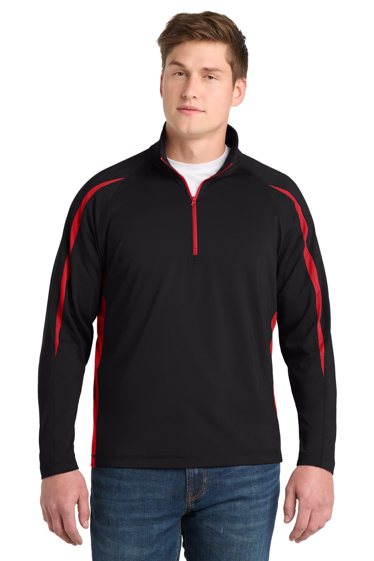 Sport-Tek ® Sport-Wick ® Stretch 1/4-Zip Colorblock Pullover. ST851 thumbnail 3