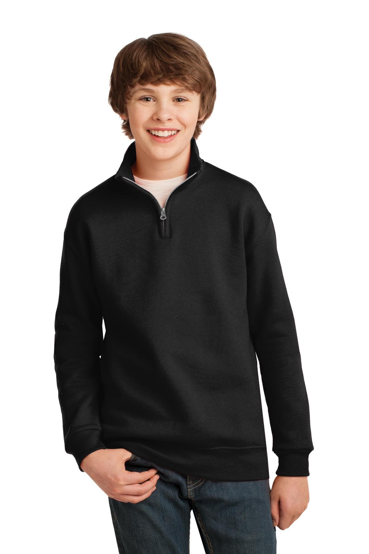 DISCONTINUED JERZEES ® Youth NuBlend ® 1/4-Zip Cadet Collar Sweatshirt. 995Y thumbnail 2