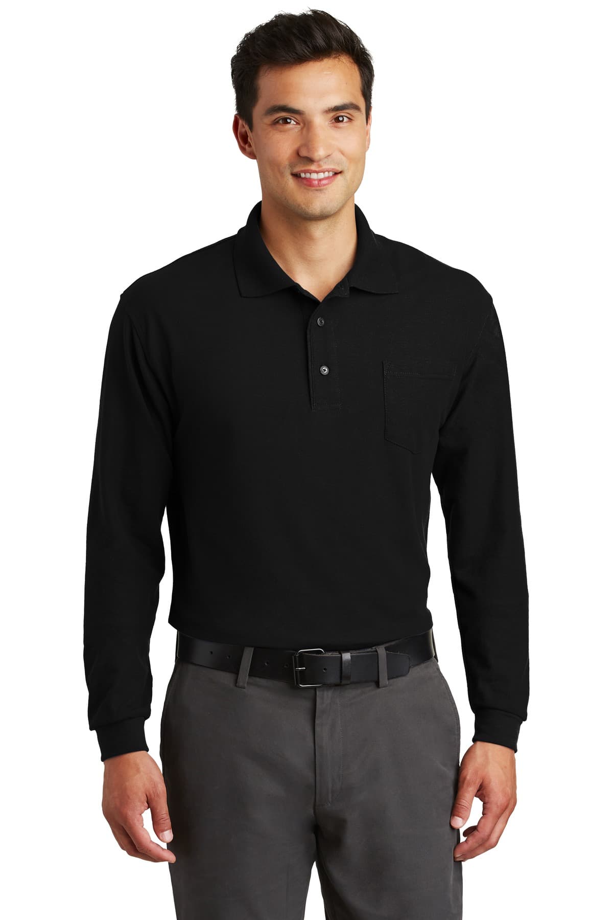 Port Authority ® Long Sleeve Silk Touch Polo with Pocket. K500LSP thumbnail 2