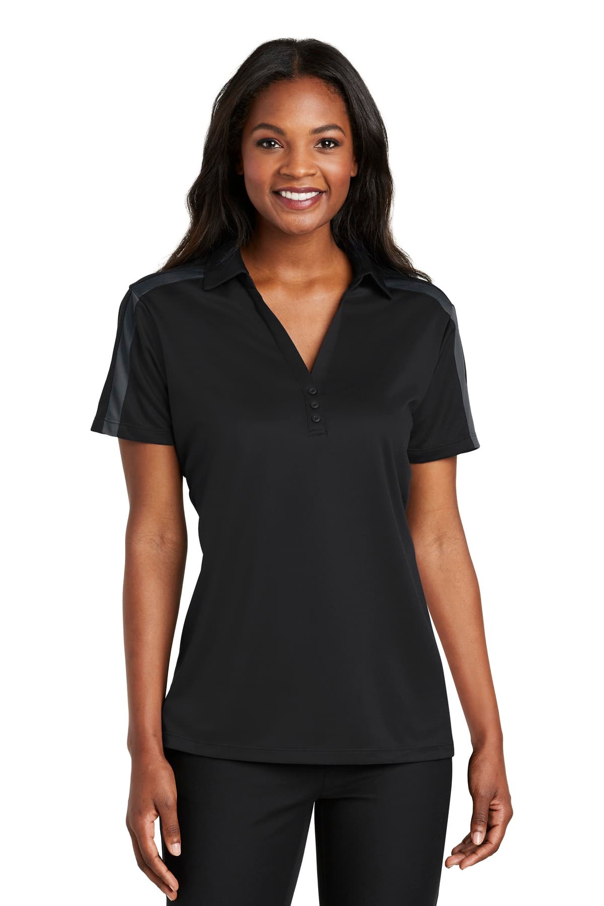 Port Authority ® Women's Silk Touch Performance Colorblock Stripe Polo. L547 thumbnail 2