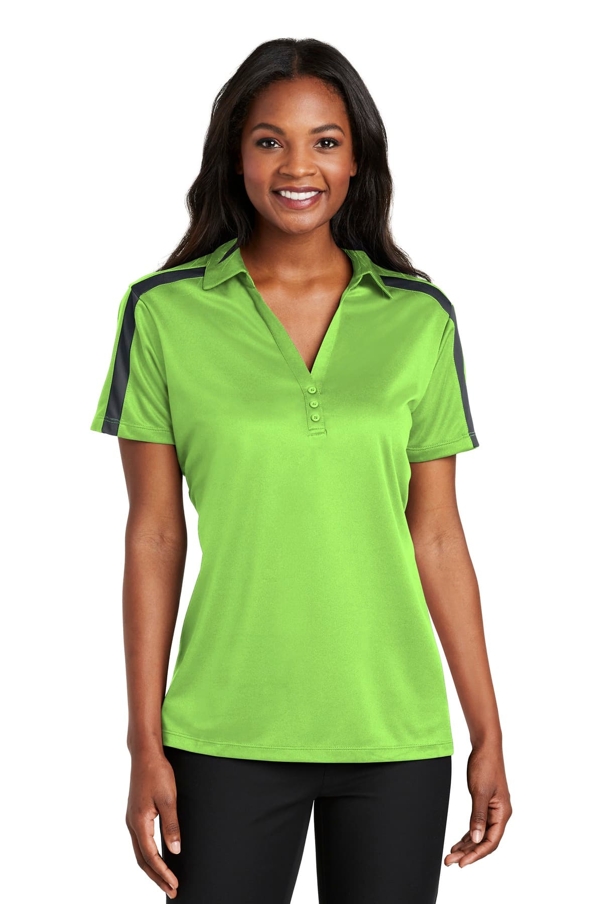 Port Authority ® Women's Silk Touch Performance Colorblock Stripe Polo. L547 thumbnail 4