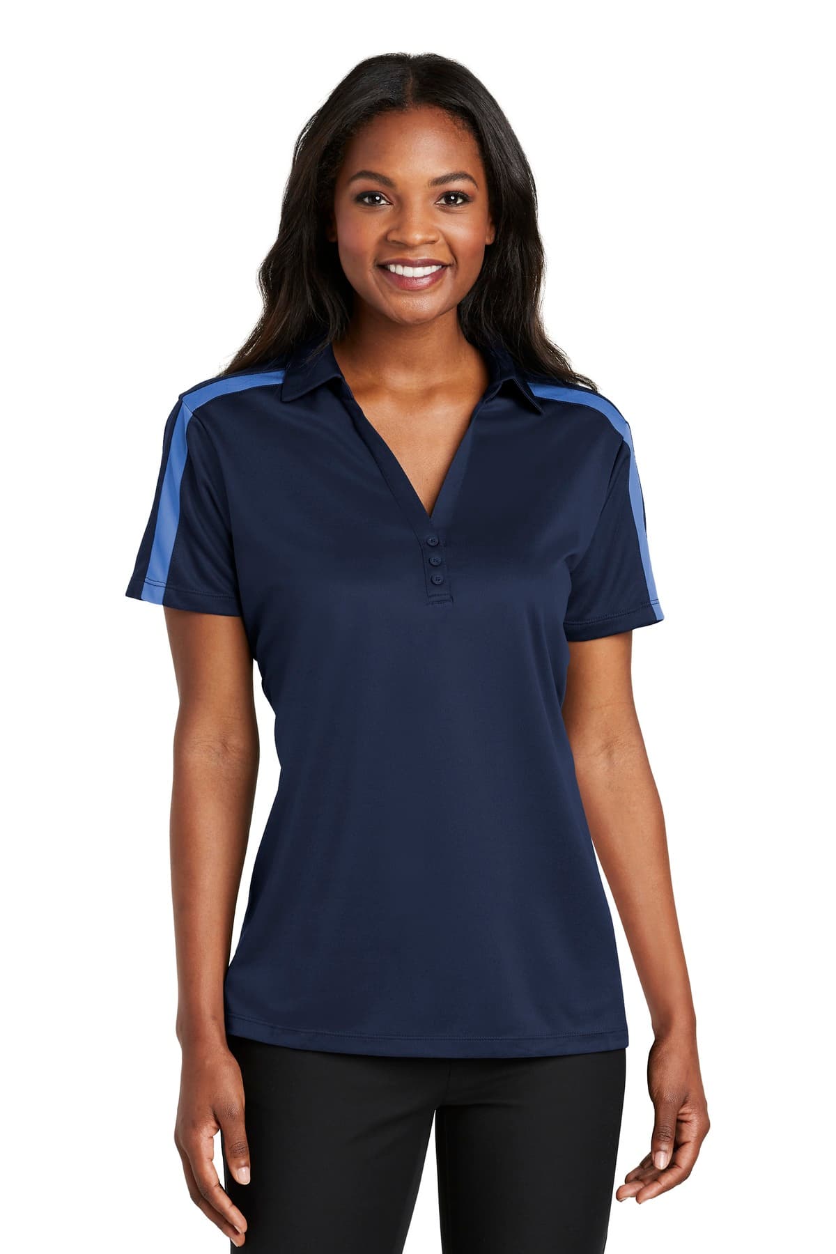 Port Authority ® Women's Silk Touch Performance Colorblock Stripe Polo. L547 thumbnail 5