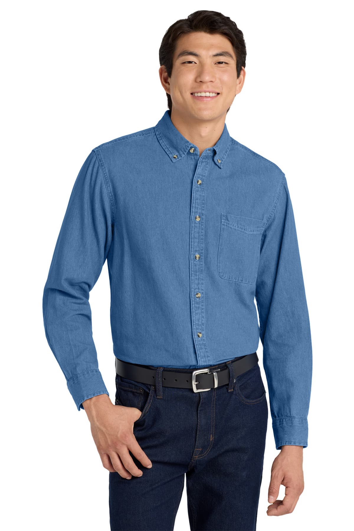 Port Authority ® Tall Long Sleeve Denim Shirt. TLS600 thumbnail 2