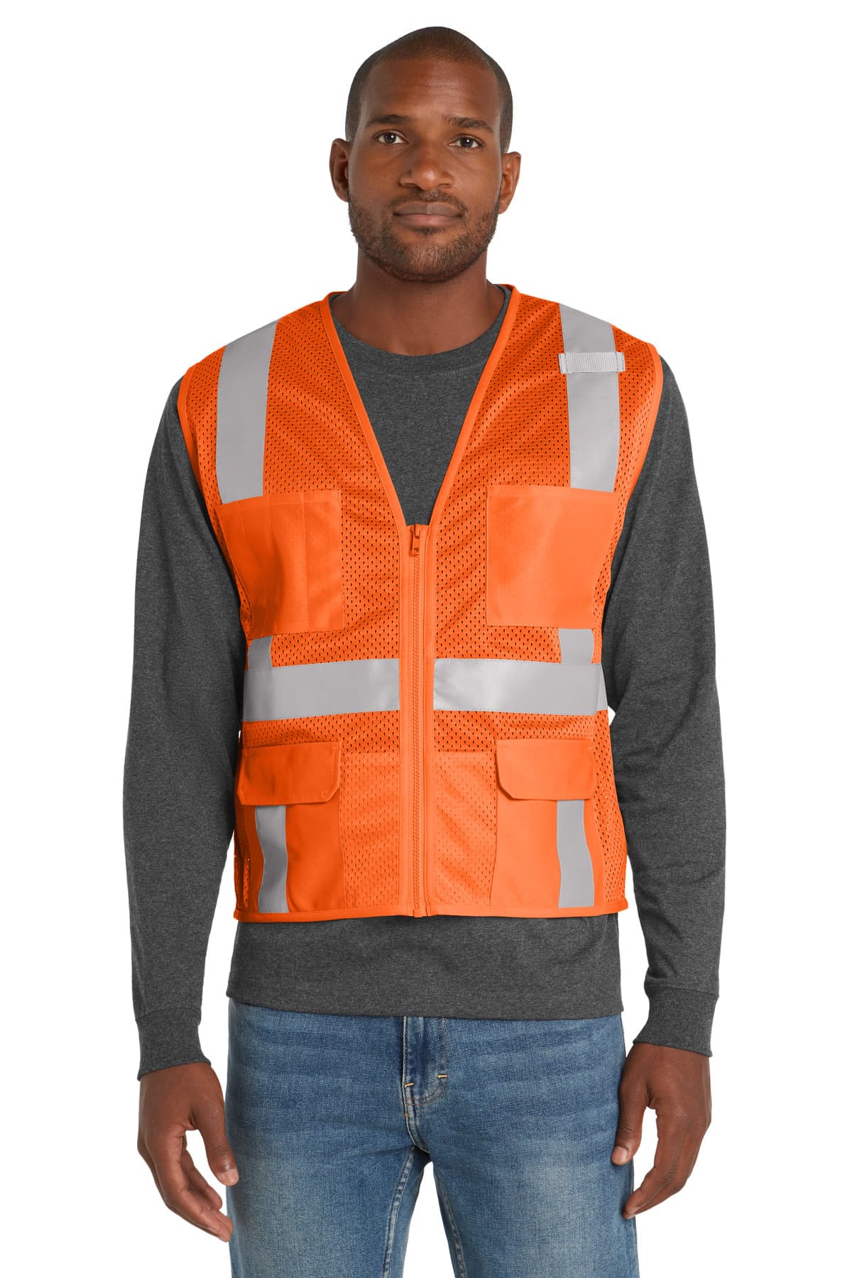 CornerStone ® ANSI 107 Class 2 Mesh Six-Pocket Zippered Vest. CSV104 thumbnail 2