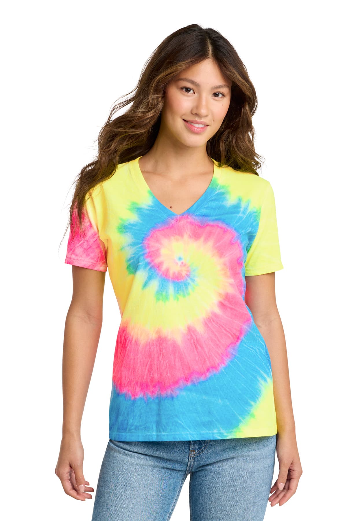 Port & Co  Women's Tie-Dye V-Neck Tee. LPC147V thumbnail 3