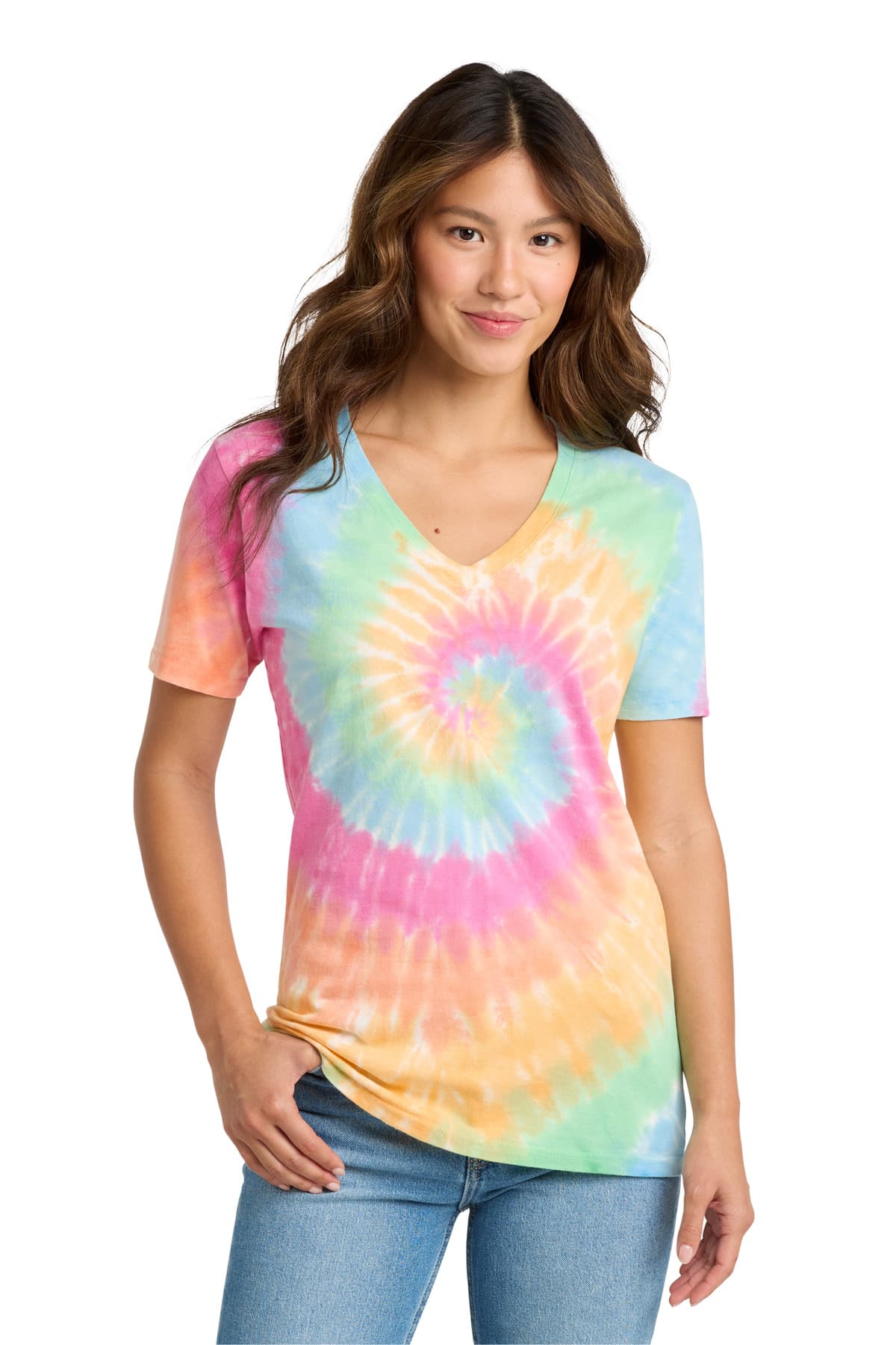 Port & Co  Women's Tie-Dye V-Neck Tee. LPC147V thumbnail 4