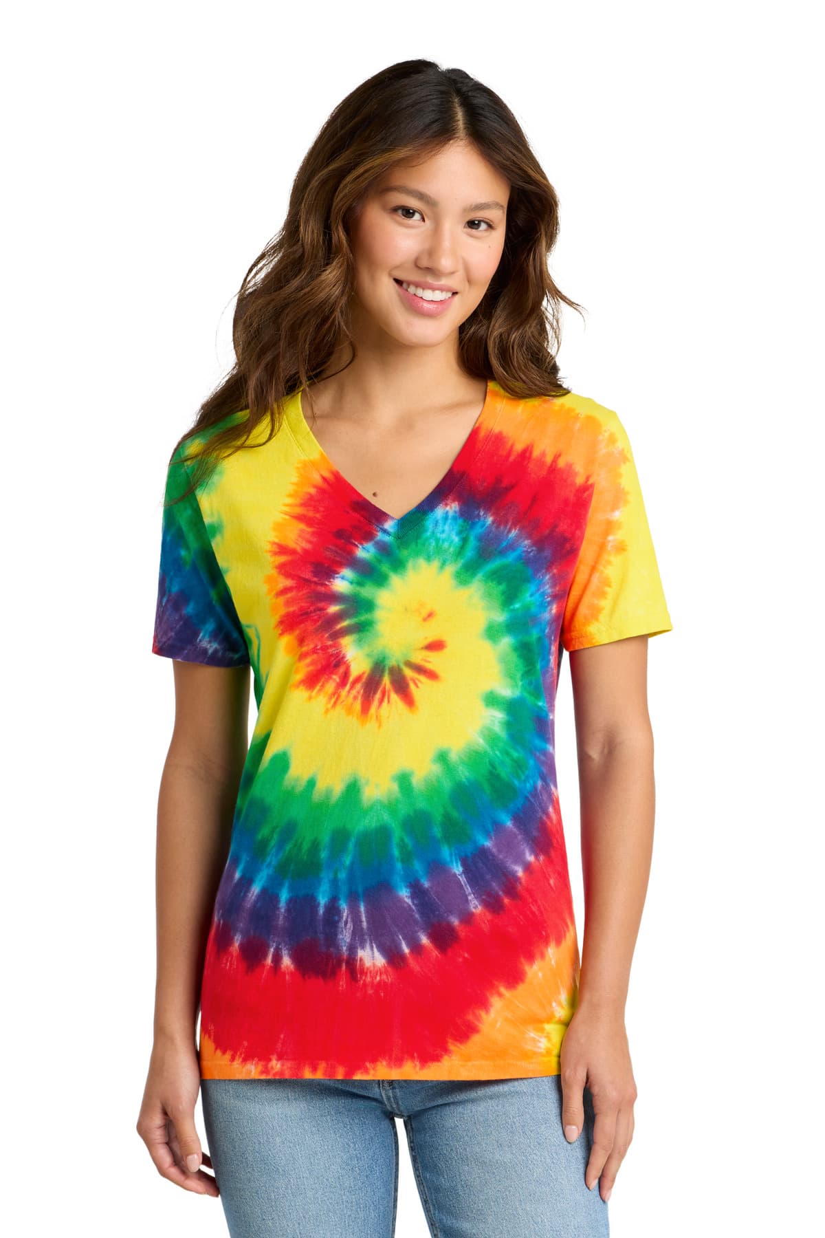 Port & Co  Women's Tie-Dye V-Neck Tee. LPC147V thumbnail 2