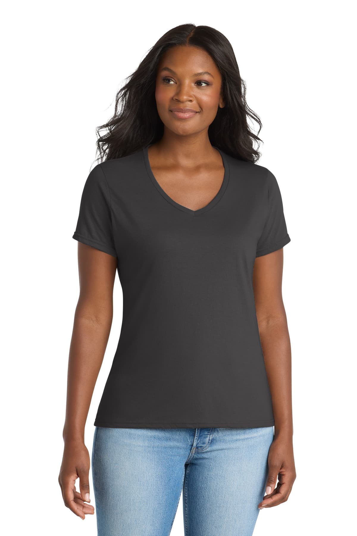 Port & Co  Women's Performance Blend V-Neck Tee. LPC381V thumbnail 2