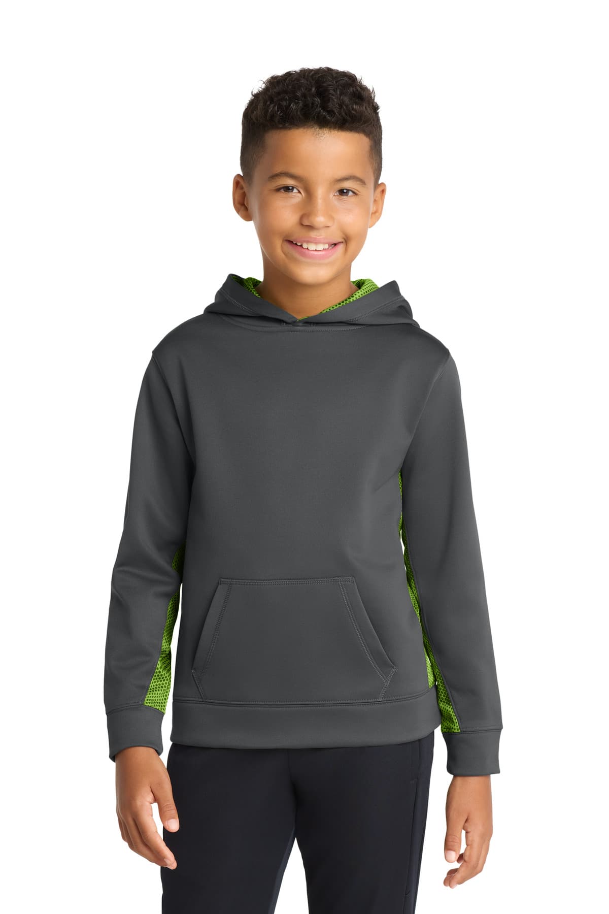 Sport-Tek ® Youth Sport-Wick ® CamoHex Fleece Colorblock Hooded Pullover. YST239 thumbnail 4