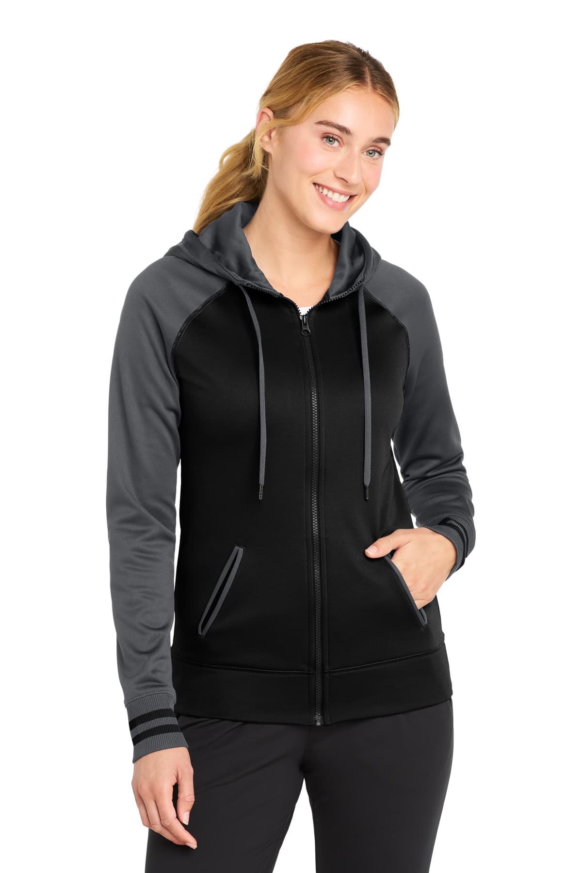 Sport-Tek ® Women's Sport-Wick ® Varsity Fleece Full-Zip Hooded Jacket. LST236 thumbnail 2