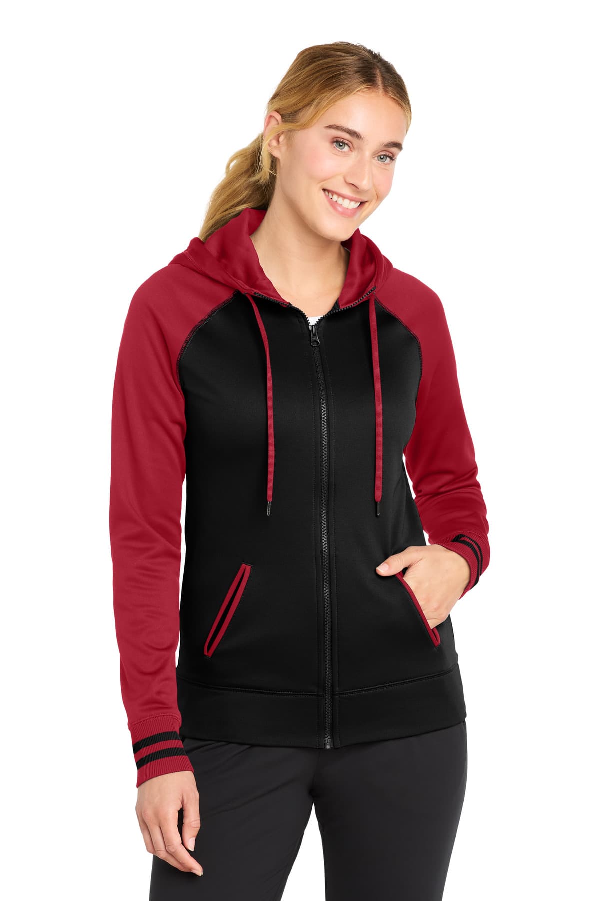 Sport-Tek ® Women's Sport-Wick ® Varsity Fleece Full-Zip Hooded Jacket. LST236 thumbnail 4
