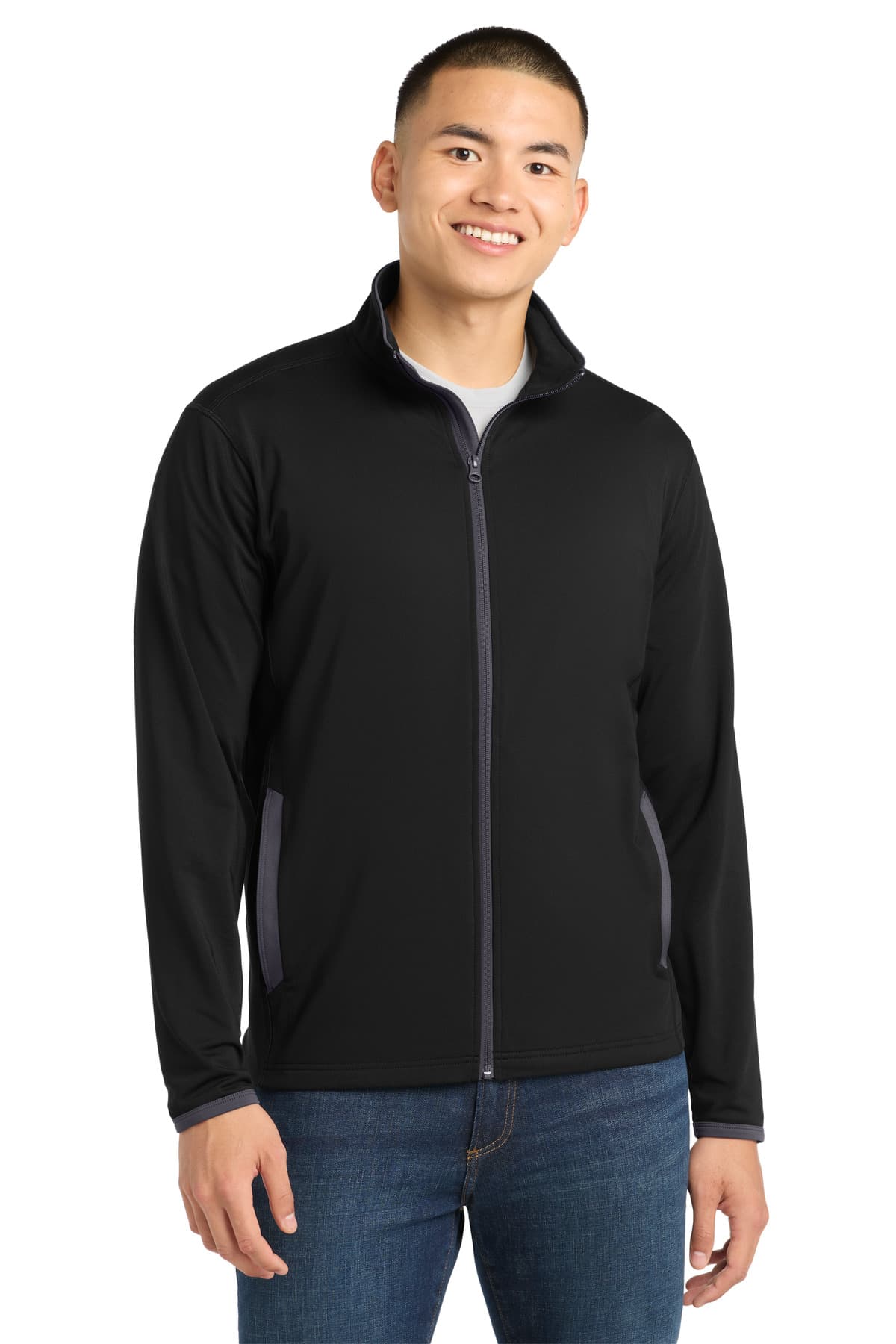 Sport-Tek ® Sport-Wick ® Stretch Contrast Full-Zip Jacket. ST853 thumbnail 2