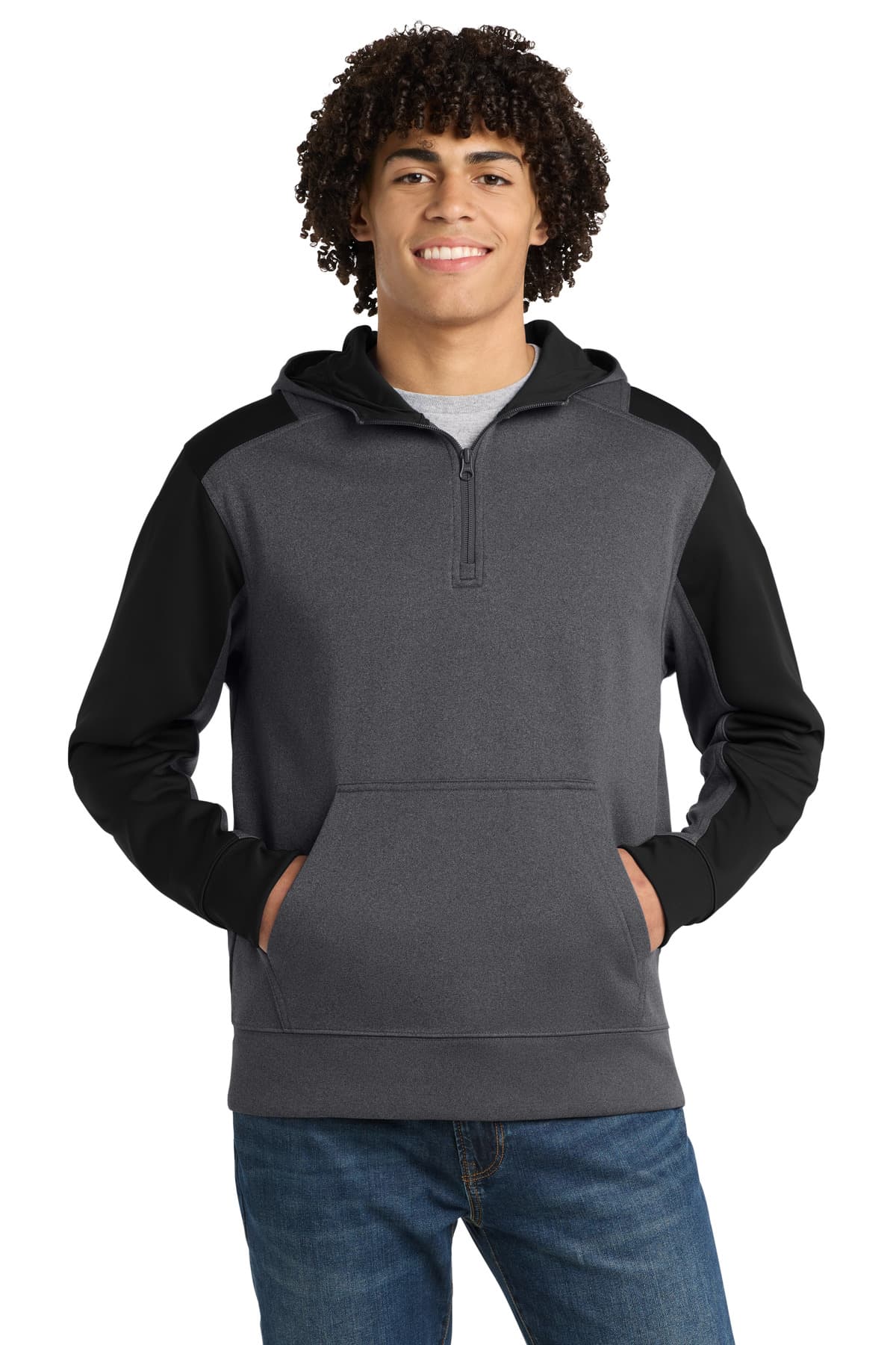 Sport-Tek ® Tech Fleece Colorblock 1/4-Zip Hooded Sweatshirt. ST249 thumbnail 2