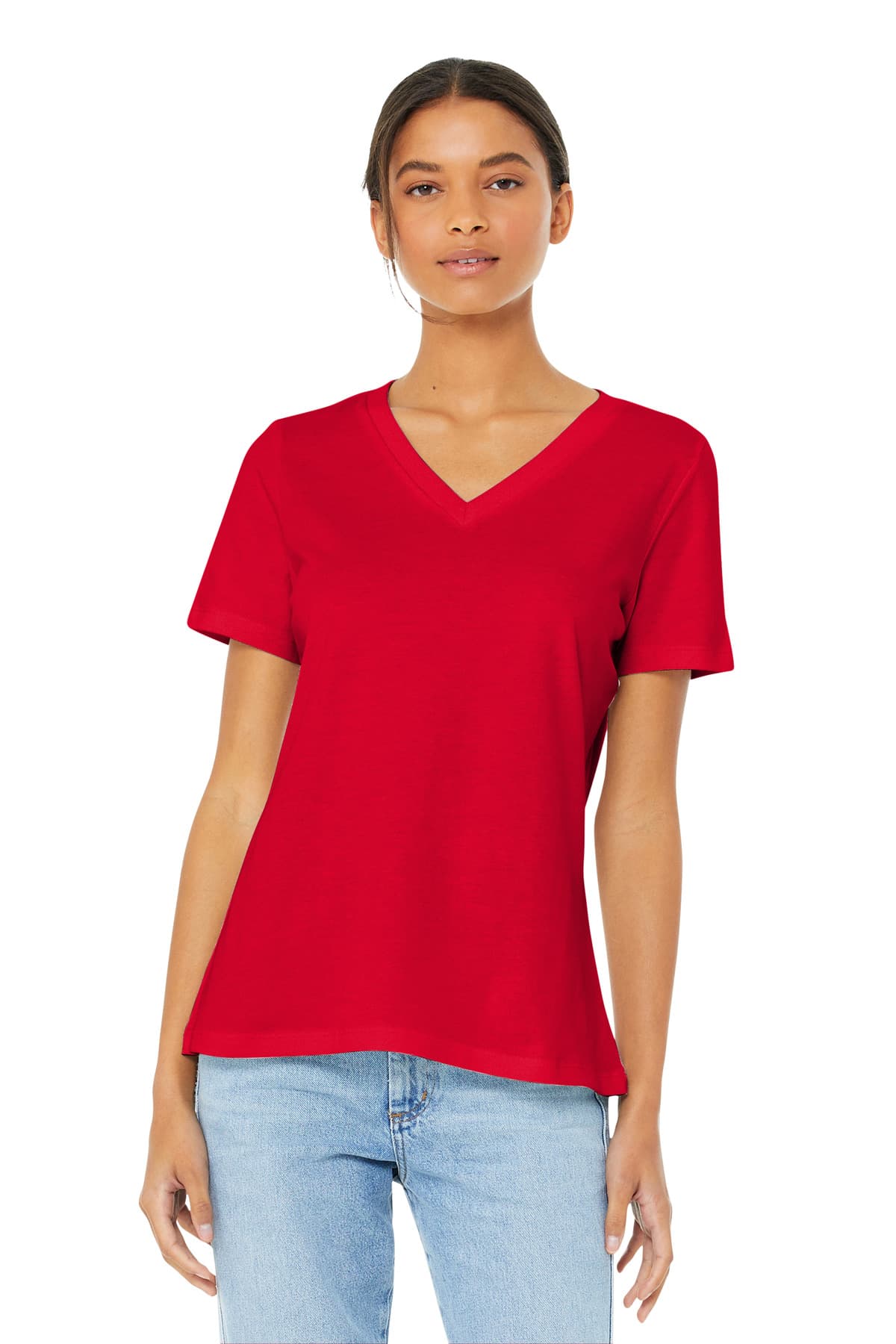 BELLA+CANVAS ® Women's Relaxed Jersey Short Sleeve V-Neck Tee. BC6405 thumbnail 4