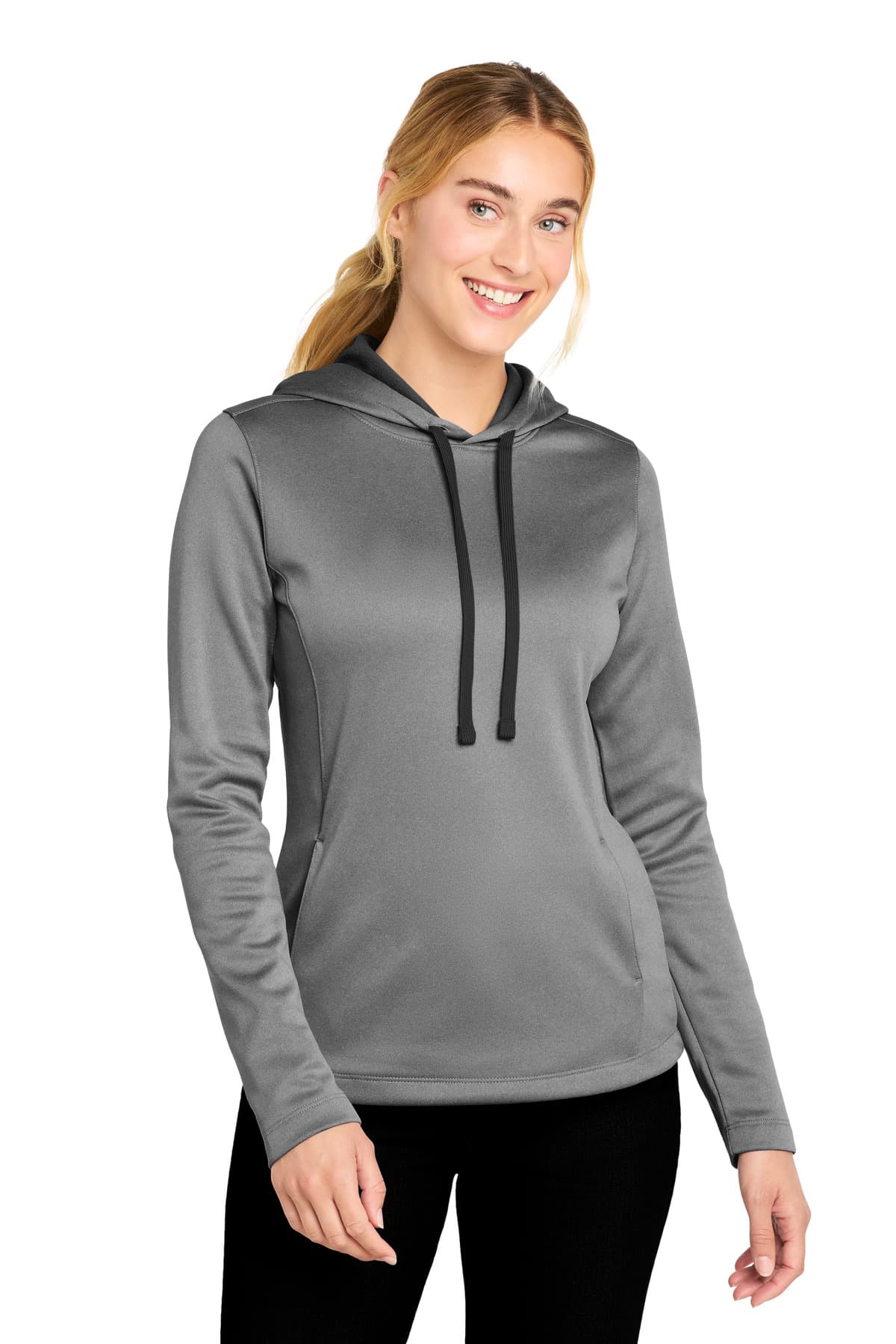 Sport-Tek ® Women's PosiCharge ® Sport-Wick ® Heather Fleece Hooded Pullover. LST264 thumbnail 2