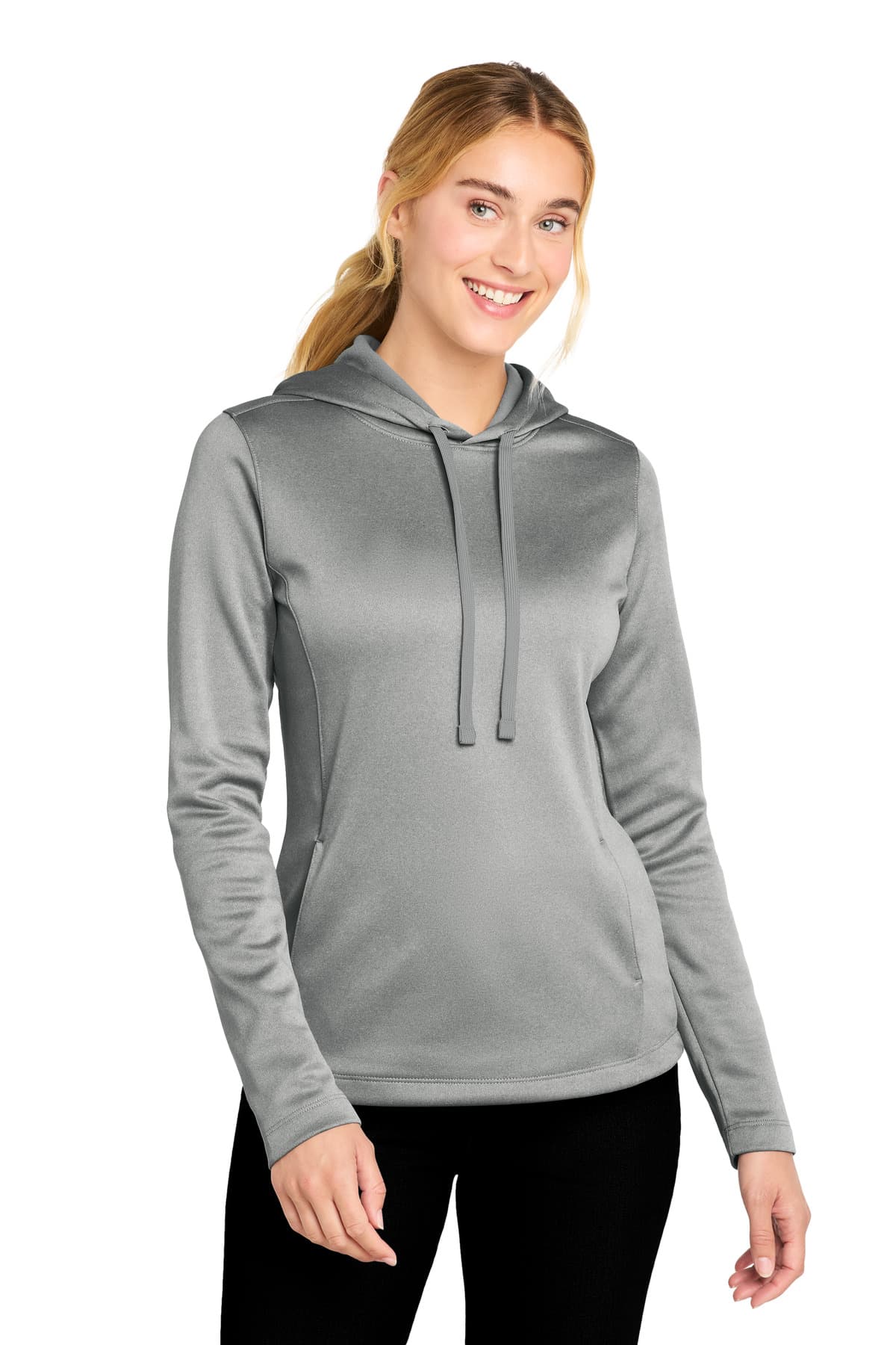 Sport-Tek ® Women's PosiCharge ® Sport-Wick ® Heather Fleece Hooded Pullover. LST264 thumbnail 4