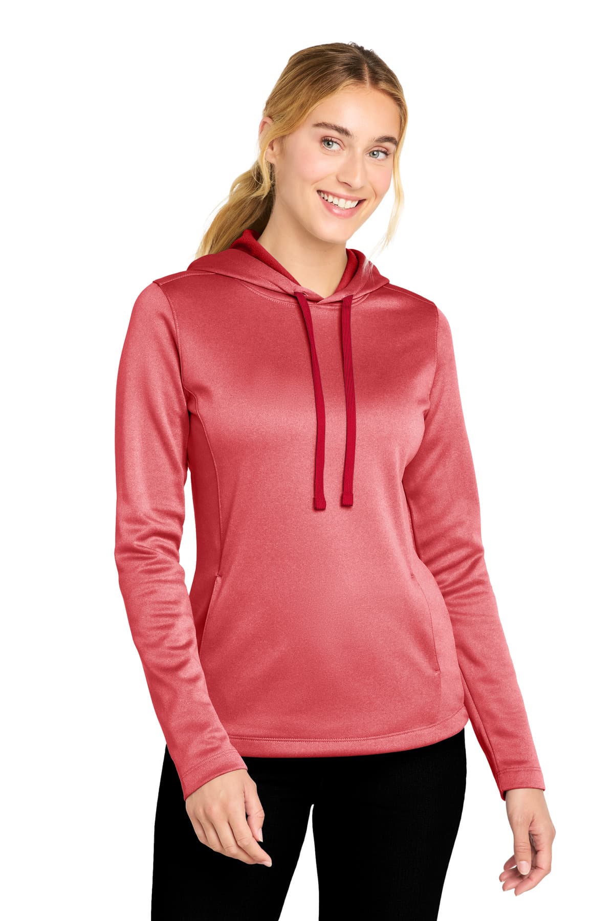 Sport-Tek ® Women's PosiCharge ® Sport-Wick ® Heather Fleece Hooded Pullover. LST264 thumbnail 3